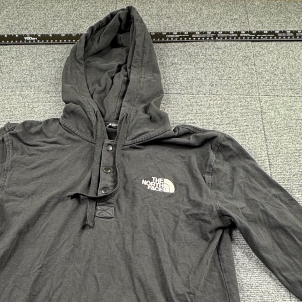 The North Face Mens Black Cotton Henley Hooded Long Sleeve Shirt Small